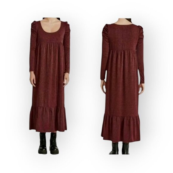 Betsey Johnson Metallic Rib Midi Dress Wine Size S - Picture 10 of 10